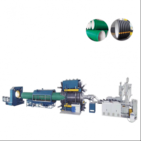 HDPE, PP függőleges típusú duplafalú hullámcső és PVC bordás csőextrudálási vonal